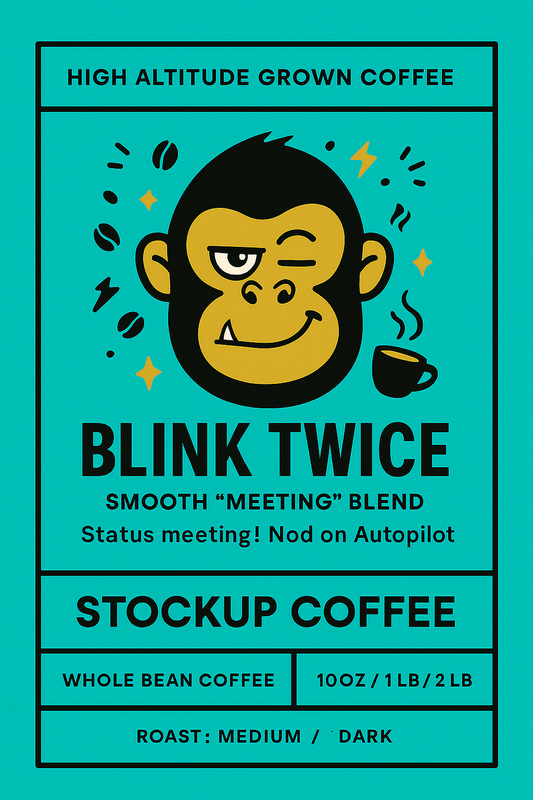Clear Label of Blink Twice Coffee from Stockup Coffee