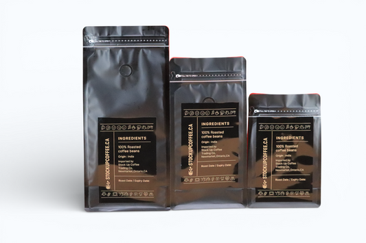 Rear view of Coffee bags from Stockup Coffee