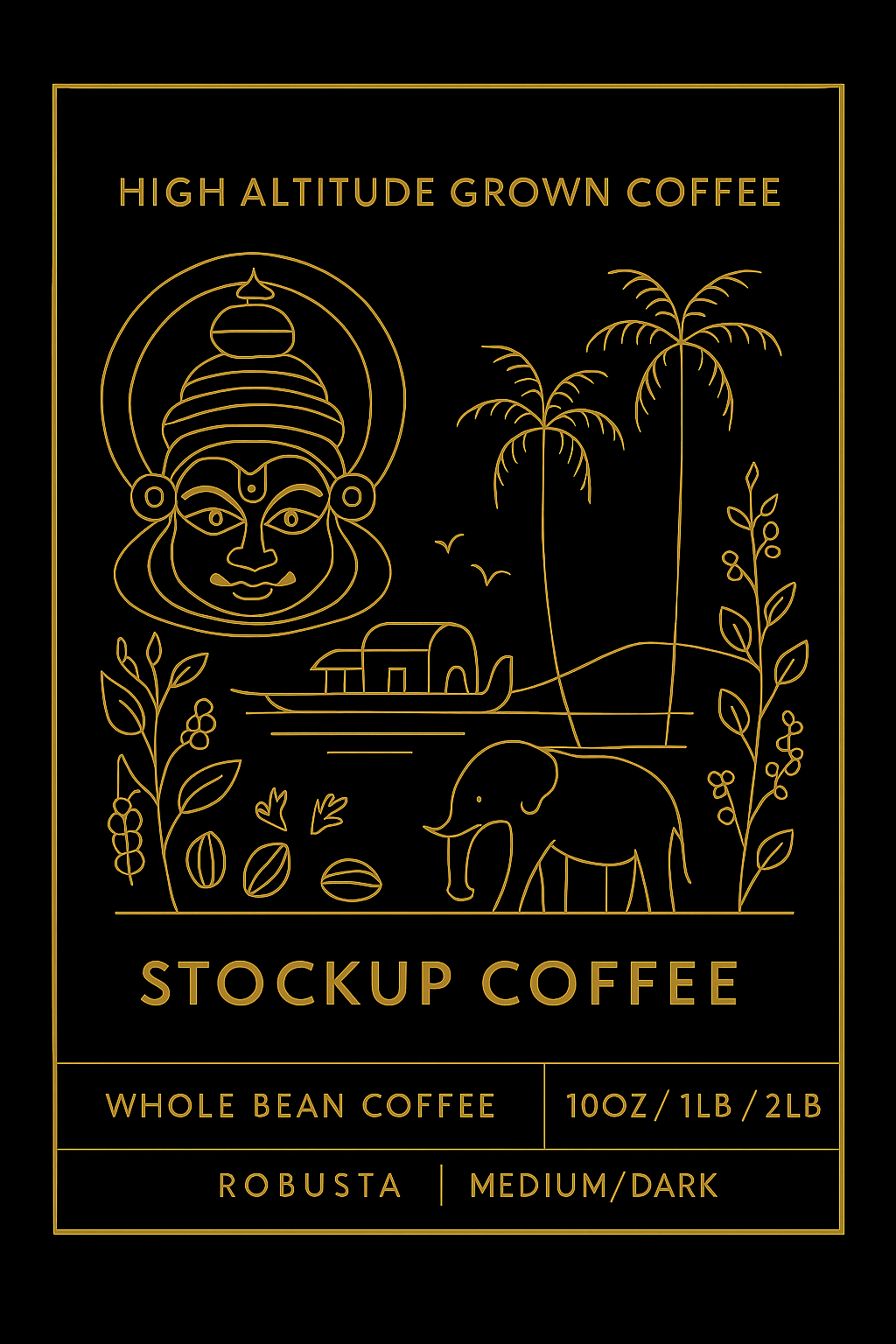 Clear image of the label of Robusta Coffee Beans