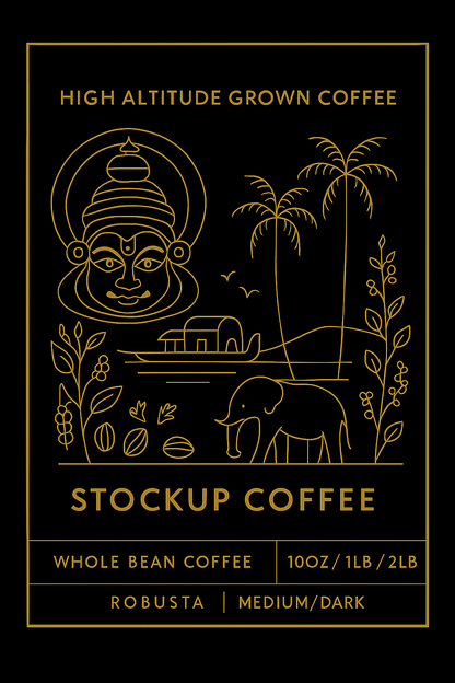 Clear image of the label of Robusta Coffee Beans