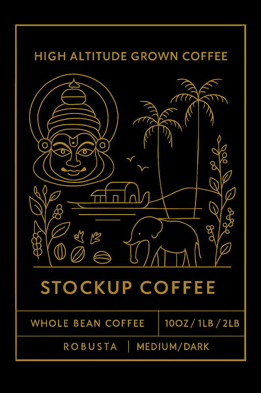 Clear image of the label of Robusta Coffee Beans